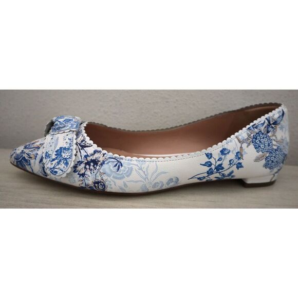 Cole Haan W29290 Women's Sz 8.5B Peacock Blue Print Bellport Bow Skimmer Flats - Picture 4 of 10